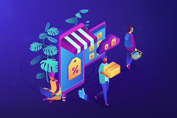 Image showing Online discount store concept vector isometric illustration.