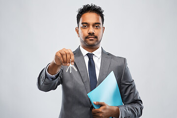 Image showing indian man realtor with key and folder