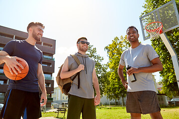 Image showing group of male friends going to play basketball