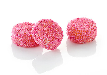 Image showing pink candies on white background