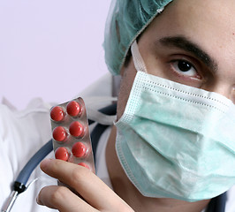 Image showing Portrait of a young doctor with stethoscope.