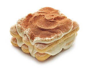 Image showing Tiramisu dessert on white background