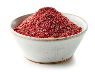 Image showing bowl of dried cranberry powder