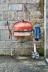 Image showing Concrete mixer in a backyard