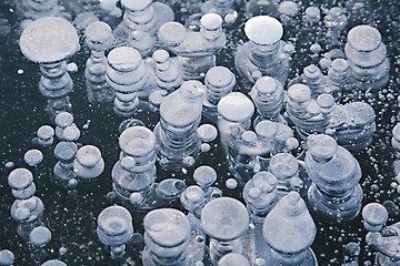 Image showing Winter ice with gas bubbles trapped inside