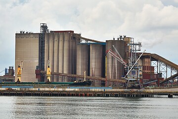 Image showing Industrial harbor with rusty structures