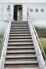 Image showing Airport stairs to a plane