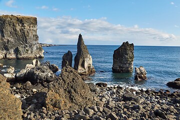 Image showing Icelandic coast eroding to the ocean in Reykjanes