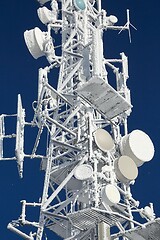 Image showing Transmitter tower frozen in winter frost