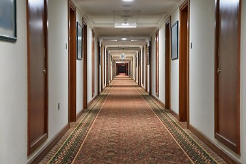 Image showing Corridor with with long line of doors