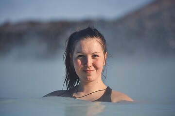 Image showing Woman enjoying hot spring spa