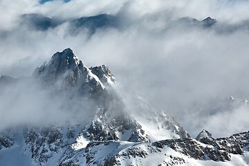 Image showing High mountains in clouds