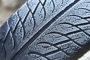 Image showing Abandoned Car Tyre in winter