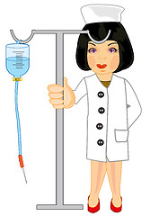 Image showing Girl physician with instrument drop counter cartoon