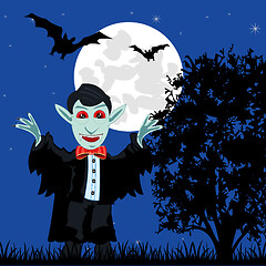 Image showing Night landscape and evil spirits vampire and bats