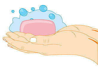 Image showing Washing the hands with soap on white background is insulated