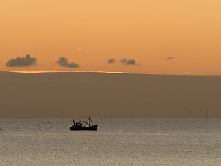 Image showing Fishing Boat at Sunset