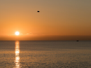 Image showing Sun Setting over English Channel