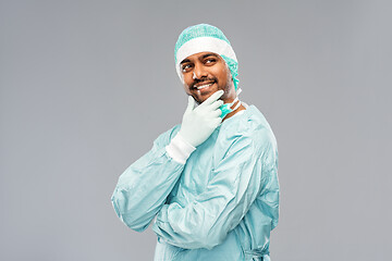 Image showing indian male doctor or surgeon in protective wear
