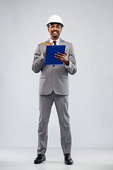 Image showing indian male architect in helmet with clipboard