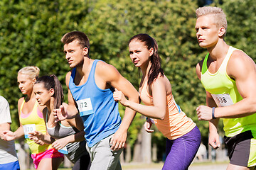 Image showing sportsmen with badge numbers on start of race