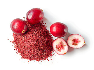 Image showing dried cranberry powder and fresh cranberries