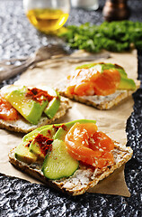 Image showing toasts withy salmon