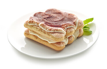 Image showing plate of Tiramisu dessert