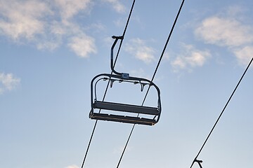 Image showing Ski lift from below