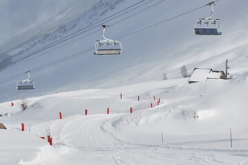 Image showing Skiing slopes from the top