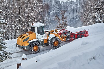 Image showing Winter road clearing snowplow