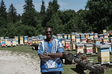 Image showing african beekeeper local black honey producer