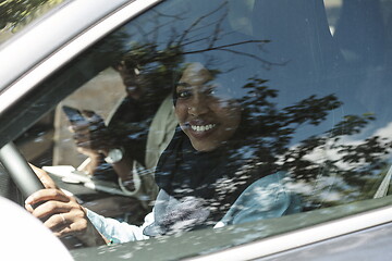 Image showing Arabic Woman Couple Traveling By Car