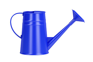 Image showing Blue watering can, side view