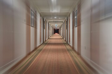 Image showing Corridor with with long line of doors