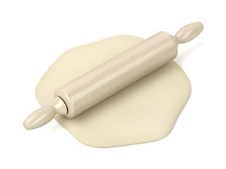 Image showing Dough and rolling pin