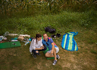 Image showing Couple in love enjoying picnic time