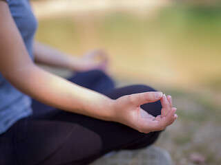 Image showing woman meditating and doing yoga exercise