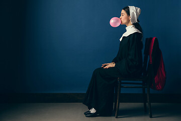 Image showing Medieval young woman as a nun