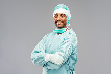 Image showing indian male doctor or surgeon in protective wear