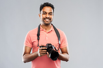 Image showing indian man or photographer with digital camera