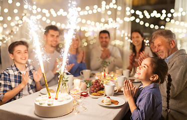 Image showing happy family having dinner party at home