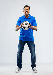 Image showing angry indian male football fan with soccer ball