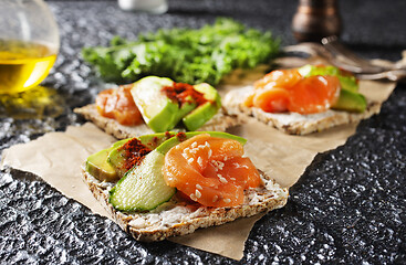 Image showing toasts withy salmon