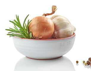 Image showing onion, garlic and rosemary