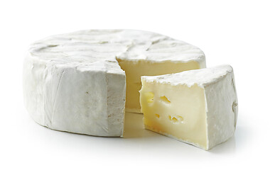 Image showing fresh brie cheese on white background