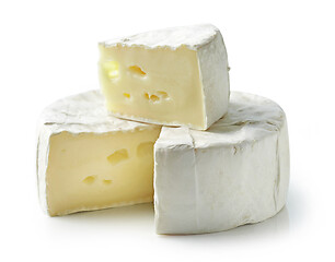 Image showing fresh brie cheese on white background