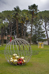 Image showing Christmas decoration as big Christmas ball in a city park