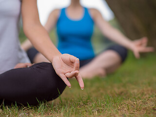 Image showing women meditating and doing yoga exercise