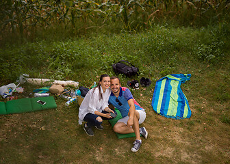 Image showing Couple in love enjoying picnic time